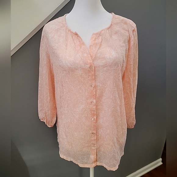 Tommy Bahama Women's Size Small Cotton Pink Button Up Shirt Blouse Comfort - Picture 1 of 7
